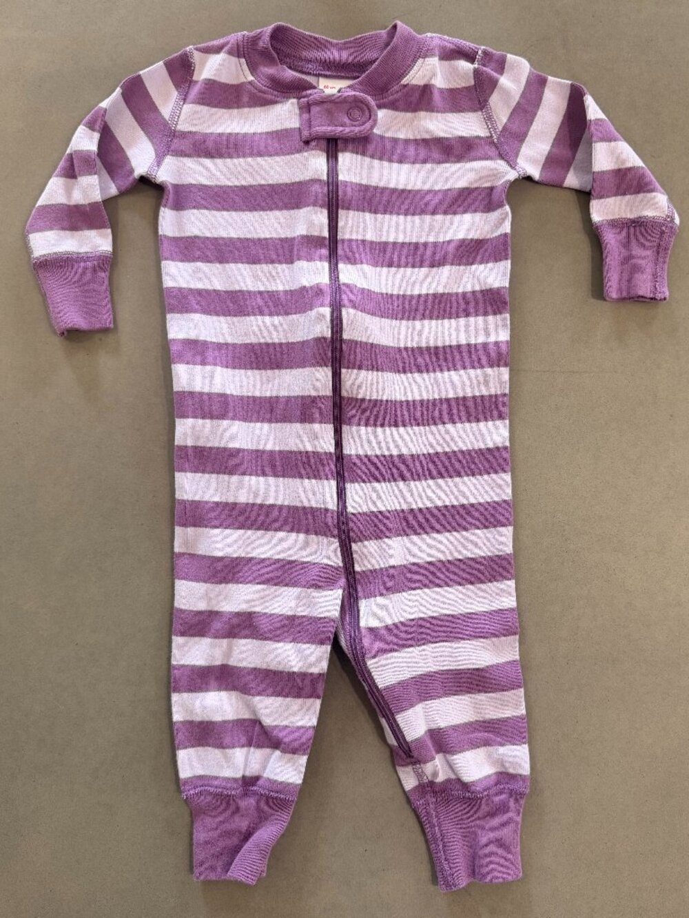 Hanna Andersson Purple Striped Zip Sleeper Pajamas 3-6 Months